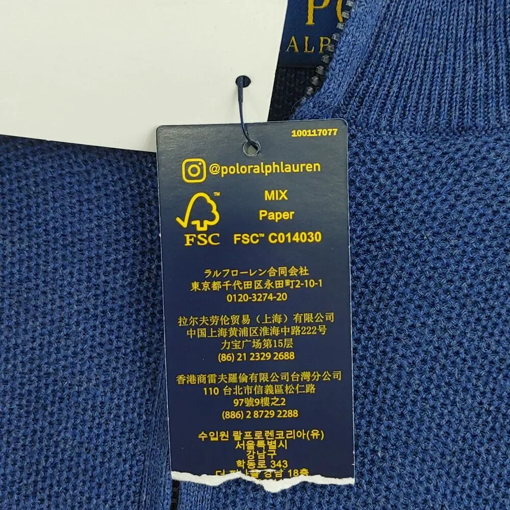 Polo Ralph Lauren Men's Classic 1/4 Zip Pullover Sweater Navy Heather Large